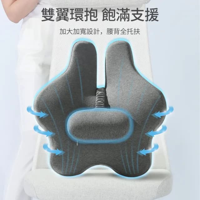 【YOLU】人體工學護背可調節記憶棉腰靠墊 辦公室孕婦座椅護腰墊 靠腰墊(椅背墊/上班族/開學必備 交換禮物)