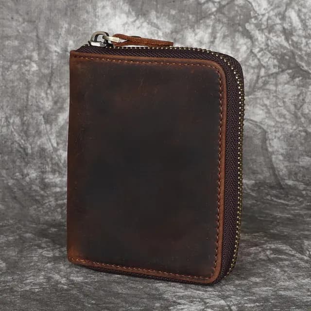 【KT DADA】雙11 真皮錢包 瘋馬皮 拉鍊短夾 多卡位 男生錢包 錢包 短夾 短款錢包