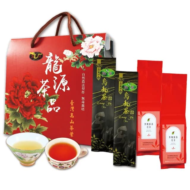 【龍源茶品】杉林溪高山有機綠茶+焦糖蜜香紅茶葉禮盒4包組(30g/包-共120g;有機認證/紅綠茶類)