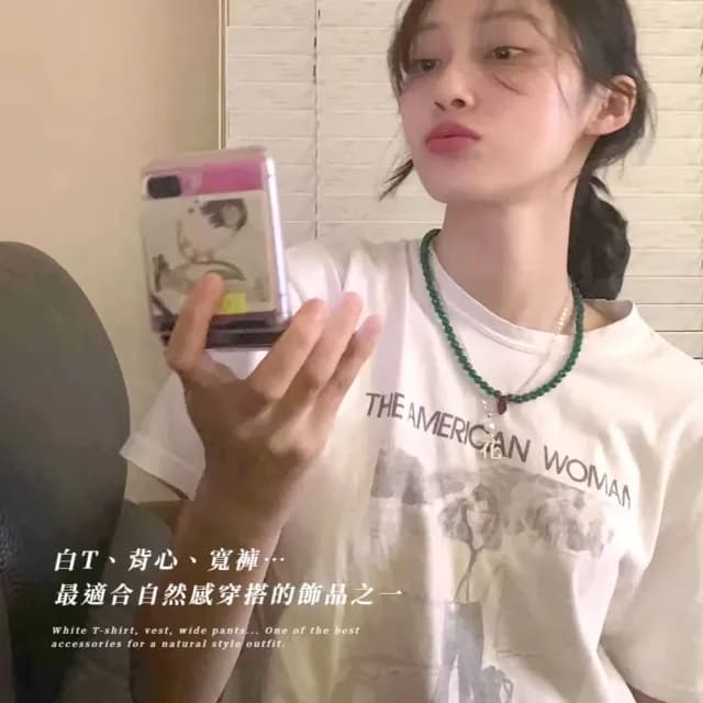 【復古中式】串珠碎石頸鍊(鎖骨鍊 項鍊 項鏈 飾品配件 女生 生日 情人節 禮物 短鍊)