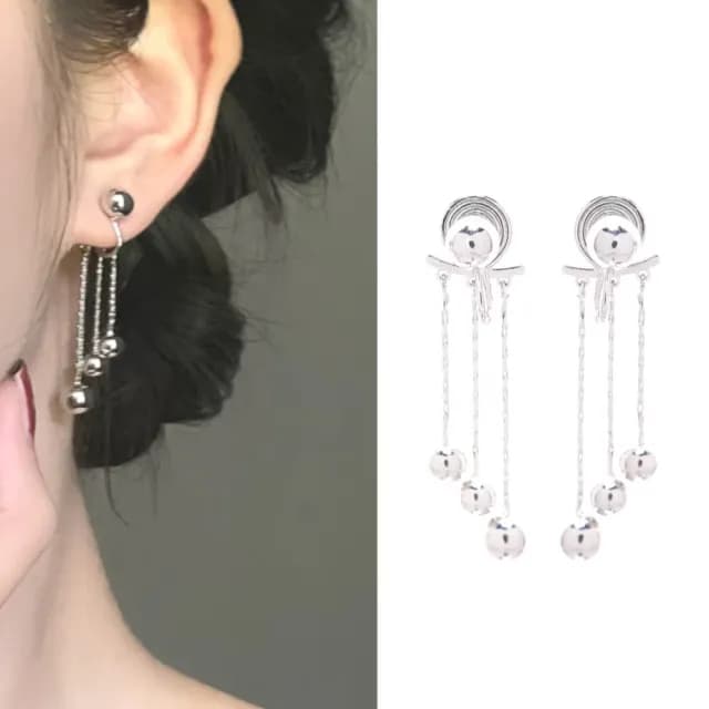 【氣質首選】韓版高冷典雅流蘇耳夾耳環(無耳洞 耳夾式 耳飾 飾品 禮服 銀色)