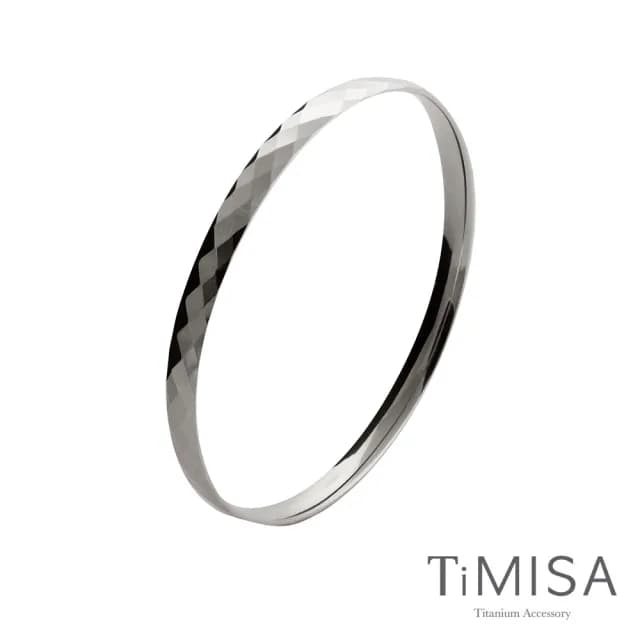 【TiMISA】格緻真愛 純鈦手環 細版(兩色可選)