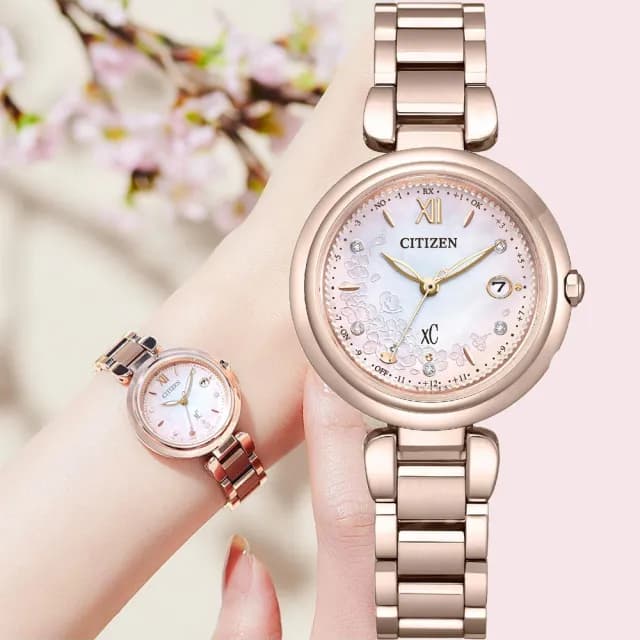 【CITIZEN 星辰】XC 櫻吹雪 水耀光 限量 光動能鈦金屬電波女錶-29mm 禮物 送禮 推薦(ES9467-89N)