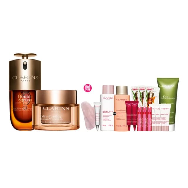 【CLARINS 克蘭詩】保濕膠原注入組(黃金雙萃精華30ml+煥顏緊緻膠原日霜 50ml)