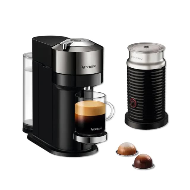 【Nespresso】臻選厚萃Vertuo Next尊爵款膠囊咖啡機奶泡機組合_奢華銀 義式 送禮 入厝(瑞士頂級咖啡品牌)