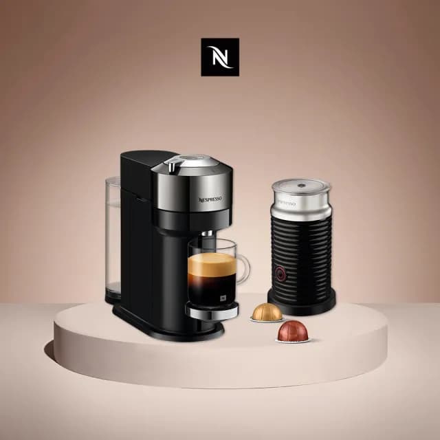 【Nespresso】臻選厚萃Vertuo Next尊爵款膠囊咖啡機奶泡機組合_奢華銀 義式 送禮 入厝(瑞士頂級咖啡品牌)