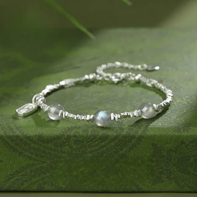 【LEEHER】雙11 手鍊女/招財納福/月光石/S925/飾品/手鍊/純銀手鍊/禮物
