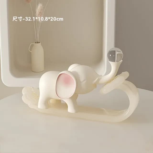 【超微米】壹家四口秋千大象桌面擺件 奶油風客廳玄關電視酒櫃擺件 新家喬遷禮物裝飾品(桌面擺件  如意吉象)