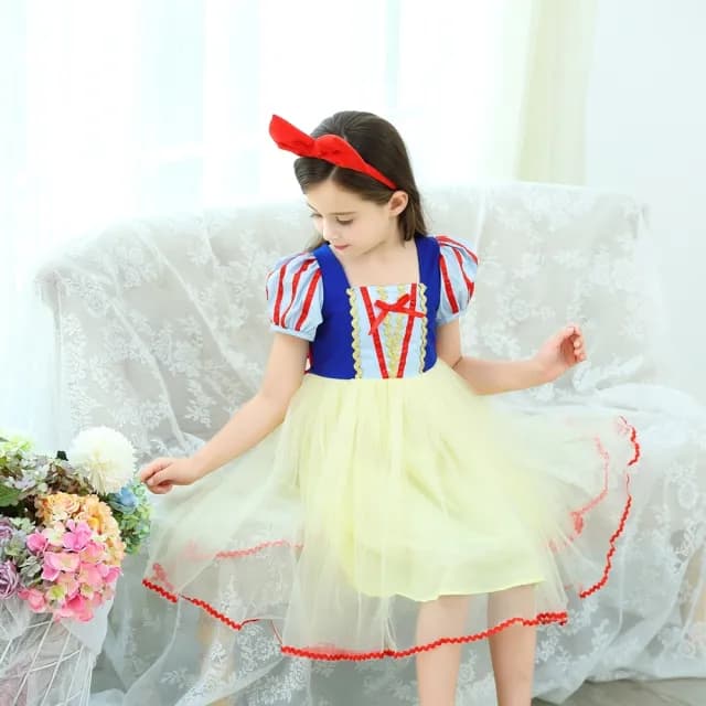 【橘魔法】白雪公主澎澎紗裙洋裝（不含髮箍）(萬聖節服裝 連身裙 角色扮演 裝扮 女童 兒童 童裝)