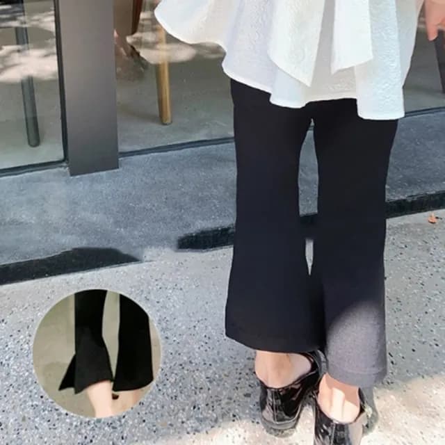 【橘魔法】開岔彈性喇叭褲(長褲 內搭褲 褲子 女童 兒童 童裝)