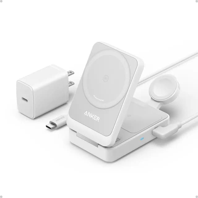 【ANKER】官方授權直營 B2557 磁吸充電器三合一 Qi2 15W可折疊 MFW認證(附40W充電器/支援Apple手錶/耳機)