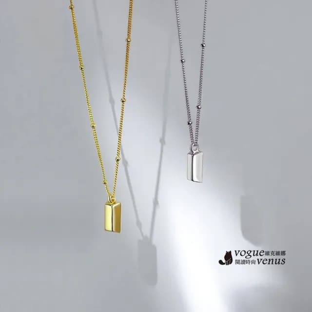 【維克維娜】小金條珠鍊Y字項鍊925純銀項鍊