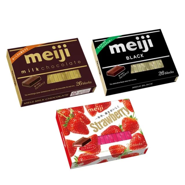 【Meiji 明治】牛奶巧克力/黑可可製品/草莓夾餡可可製品/Himilk牛奶可可/抹茶可可(26枚盒裝)