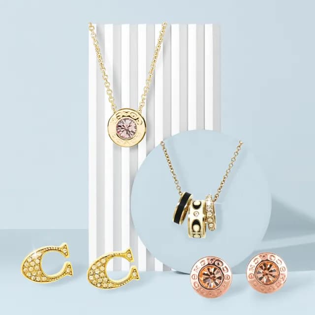 【COACH】經典LOGO綴飾耳環/項鍊/手環(多款)