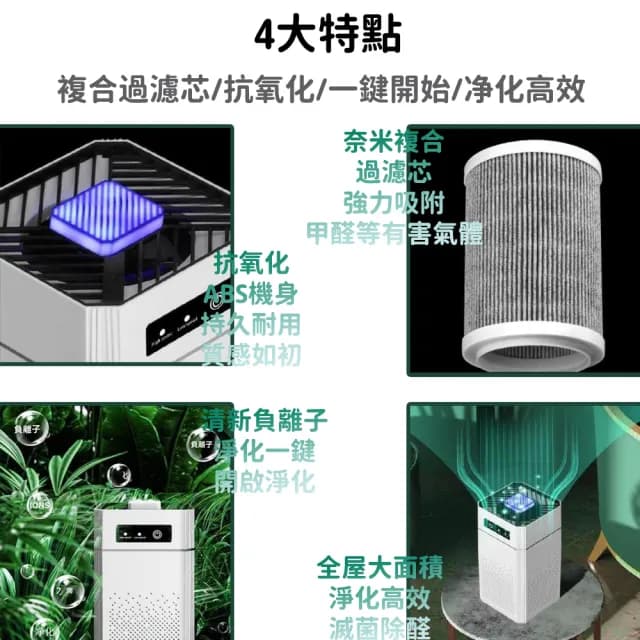 【YIZ藝匠】空氣凈化器 負離子淨化器 滅菌除甲醛(智能三檔調節 靜音34dB 高效過濾 商用家用 HEPA濾網)