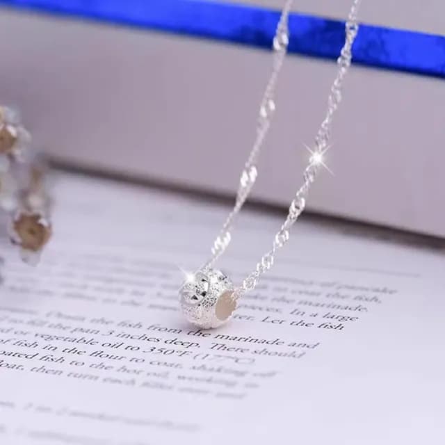 【珀緹雅】轉運珠 925銀項鍊(925純銀 轉運珠 水波鍊 頸鍊 鎖骨鍊)