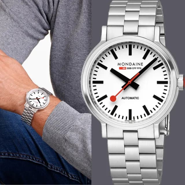 【MONDAINE 瑞士國鐵】Original Automatic 經典鐵路夜光機械錶 手錶-41mm(1XM-4161BSJ)