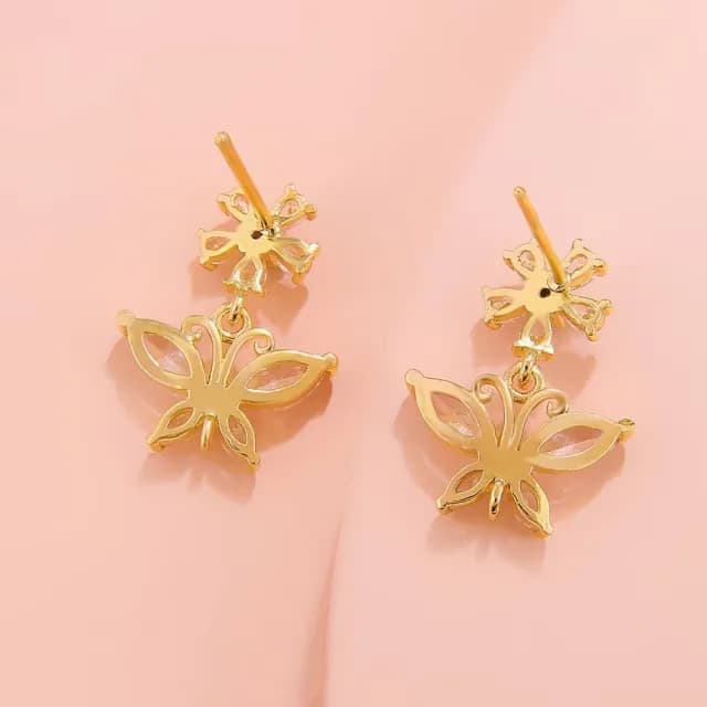 【微醺百搭】水晶蝴蝶耳環1對(時尚 氣質 女 垂墜 墜飾 飾品 耳釘 耳飾)