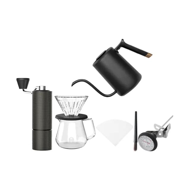 【TIMEMORE 泰摩】栗子C3S-魚Pure壺手沖咖啡禮盒黑色/白色7件組(獻禮美學誠意之選 露營 生日禮 入厝禮)