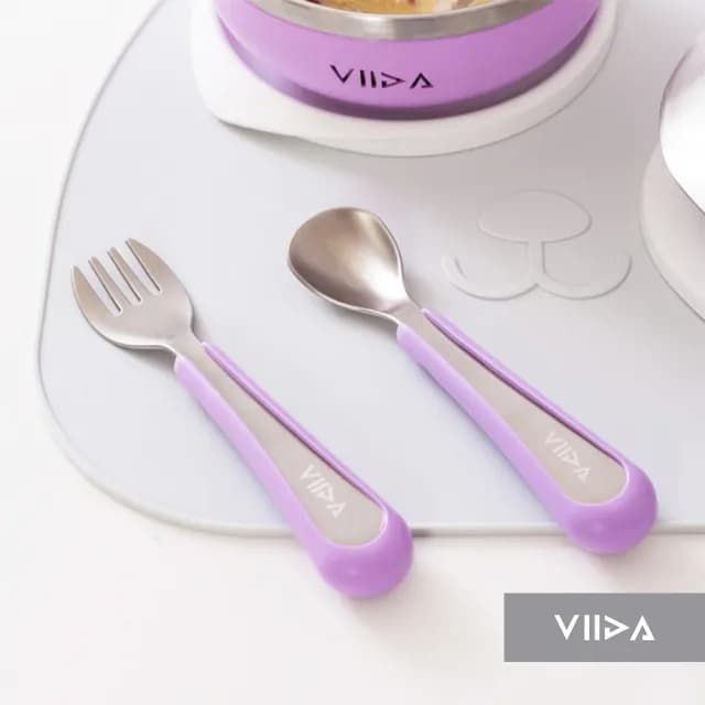 【VIIDA官方直營】Souffle 抗菌不鏽鋼叉匙組〔L〕(兒童餐具 抗菌不鏽鋼 寶寶餐具 學習餐具)