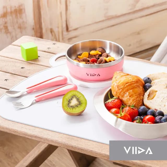 【VIIDA官方直營】Souffle 抗菌不鏽鋼餐具組(兒童餐具 抗菌不鏽鋼 寶寶餐具 學習餐具)