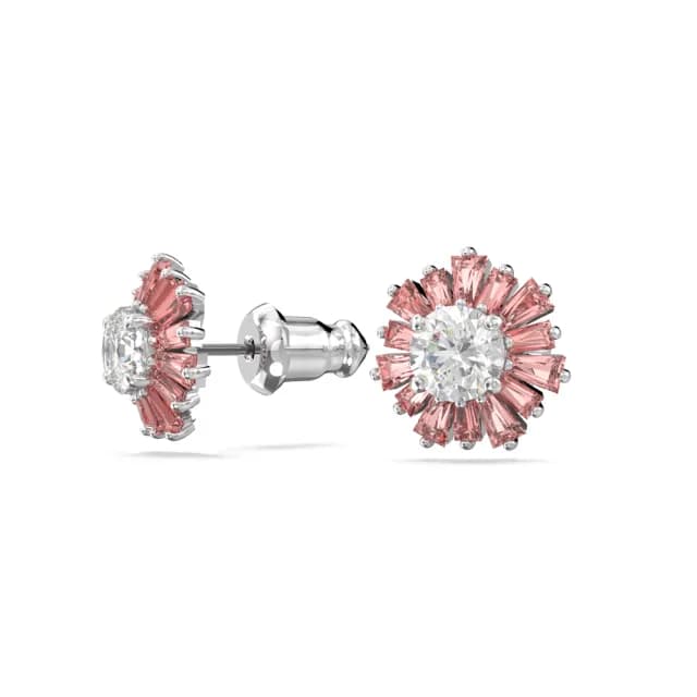 【SWAROVSKI 施華洛世奇】Idyllia 耳釘 穿孔耳環 混合式切割 太陽 粉紅色 鍍白金色(線上限定款)