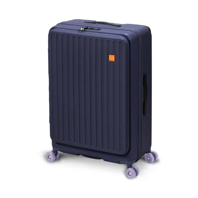 【ELLE官方直營】變輪箱系列 28吋 前開式 可加大極深容量行李箱 EL3213 快拆設計 DIY換輪 旅行箱(暮藍色)