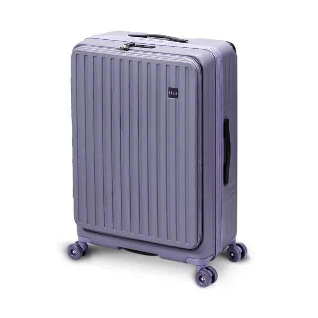 【ELLE官方直營】變輪箱系列 28吋 前開式 可加大極深容量行李箱 EL3213 快拆設計 DIY換輪 旅行箱(紫晶色)