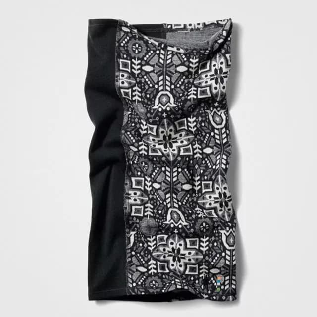 【SmartWool】Thermal 美麗諾羊毛撞色長頸套.保暖頭巾.圍巾.圍脖(SW016768-P94 黑色花卉)