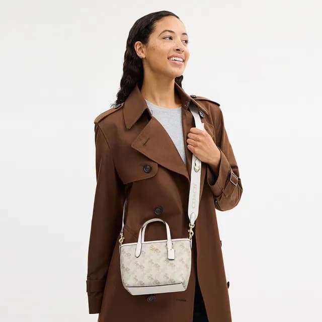 【COACH】蔻馳官方直營 馬車圖案印花CITY迷你托特手袋 托特包-2色任選(CCO38)