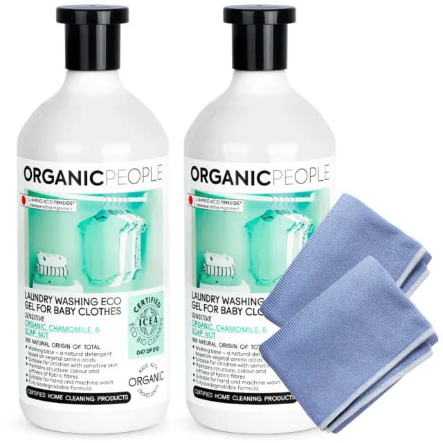 【ORGANIC PEOPLE】濃縮洗衣精嬰兒衣物專用｜洋甘菊/無患子／1000ml／2入(有機生活《送淨亮擦拭布2入》)