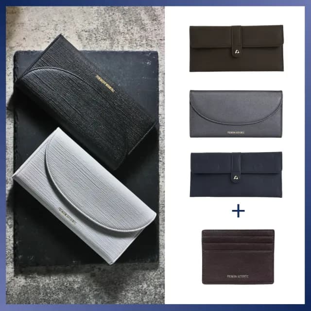 【Premium Authentic】PA．真皮經典長夾禮盒-買1送1(PA 真皮 牛皮 長夾 皮夾 送禮)