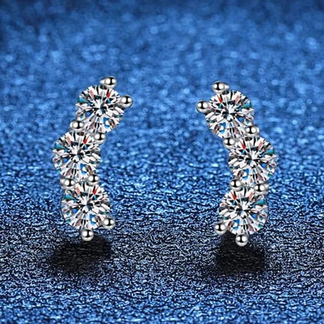 【巴黎精品】現貨+預購 頂級莫桑鑽石耳環925純銀耳環女耳針銀飾情人節禮物(1.2克拉微笑簡約女飾品2色a1kv3)