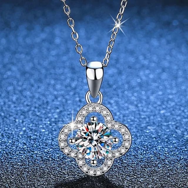 【巴黎精品】現貨+預購 頂級莫桑鑽石項鍊925純銀女項鍊項鏈鎖骨鏈情人節禮物(1克拉經典四葉草女飾品a1kv8)