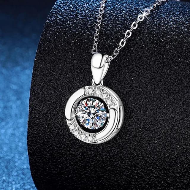 【巴黎精品】現貨+預購 頂級莫桑鑽石項鍊925純銀女項鍊項鏈鎖骨鏈情人節禮物(1克拉靈動吊墜女飾品a1kv16)