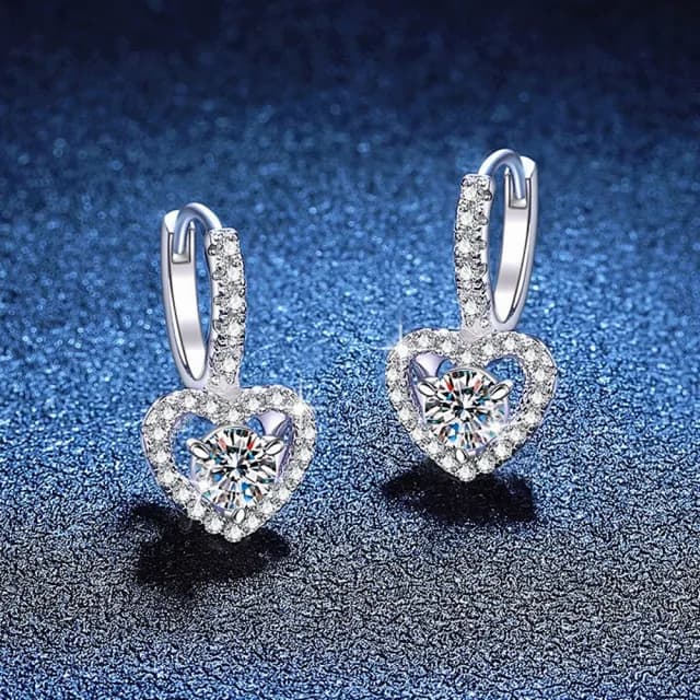 【巴黎精品】現貨+預購 頂級莫桑鑽石耳環925純銀耳環女耳針銀飾情人節禮物(1克拉愛心高感耳環女飾品a1kv23)