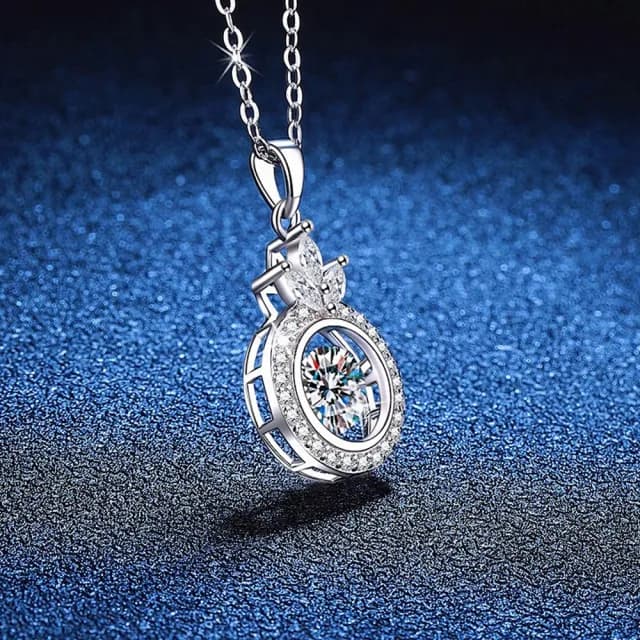 【巴黎精品】現貨+預購 頂級莫桑鑽石項鍊925純銀女項鍊項鏈鎖骨鏈情人節禮物(1克拉皇冠吊墜女飾品a1kv27)