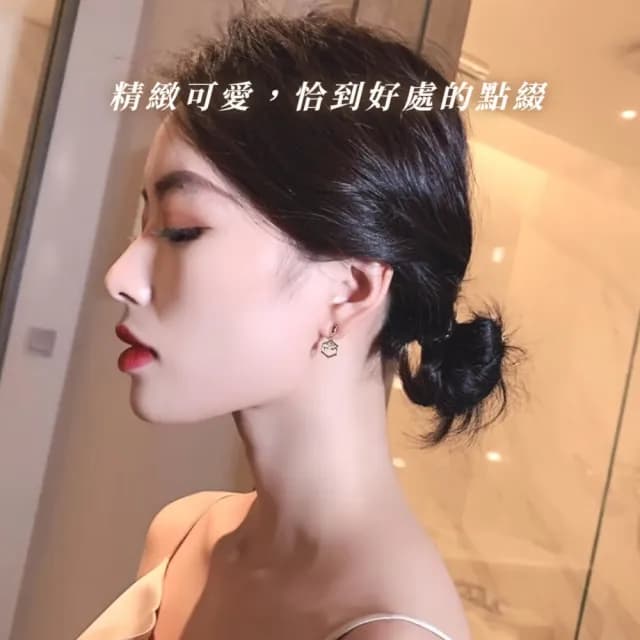 【一粒紅豆】紅豆蜜語不對稱耳環(幾何 耳釘 耳飾 上班族 約會 禮服 紅色 現代古風)