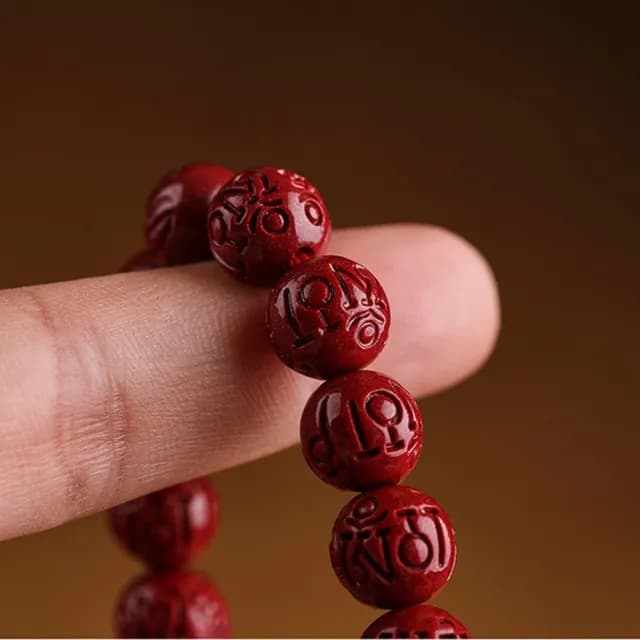 【巴黎精品】現貨+預購 硃砂手鍊朱砂手珠手串擋煞防小人轉運除穢淨化招財開運(六字箴言12mm男女飾品a1jt40)