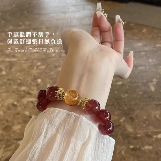 【高級小眾】仿瑪瑙手串12mm(水晶手鍊 女士 平安扣 手珠 手鏈 手環 首飾 開運 閨蜜)