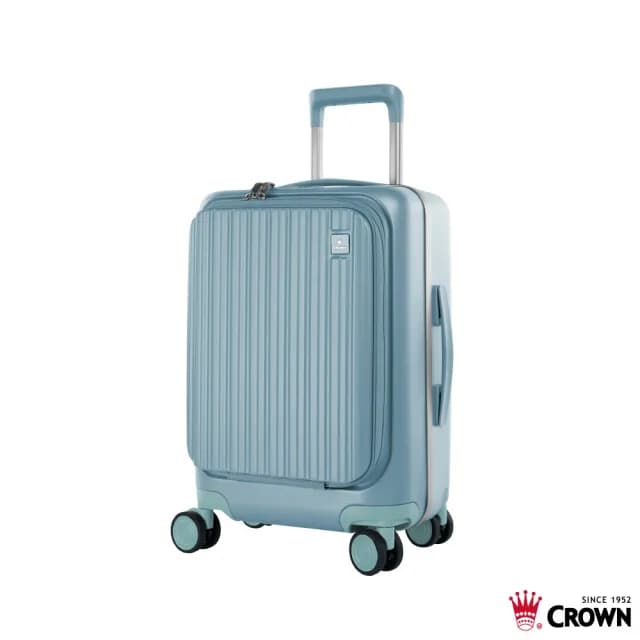 【CROWN 皇冠】Boxy 21吋 前開式框架拉鍊登機箱 防盜雙齒拉鍊箱(行李箱/旅行箱/密碼鎖)