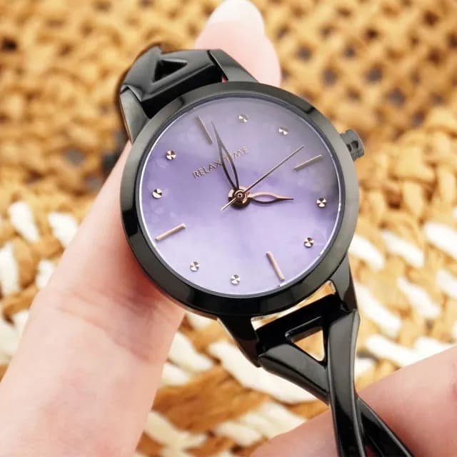 【Relax Time】時光漫舞 芭蕾舞者時尚女錶 手錶-黑×紫貝殼/22mm 禮物 送禮 推薦(RT-117-05)