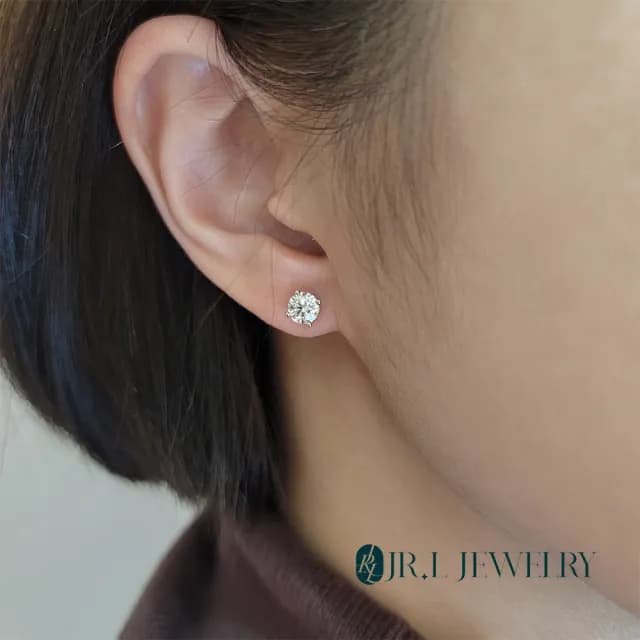 【JR.L金瑞利珠寶】99購物節 IGI 1克拉 經典四爪鑽石耳環(培育鑽石 鉑金)