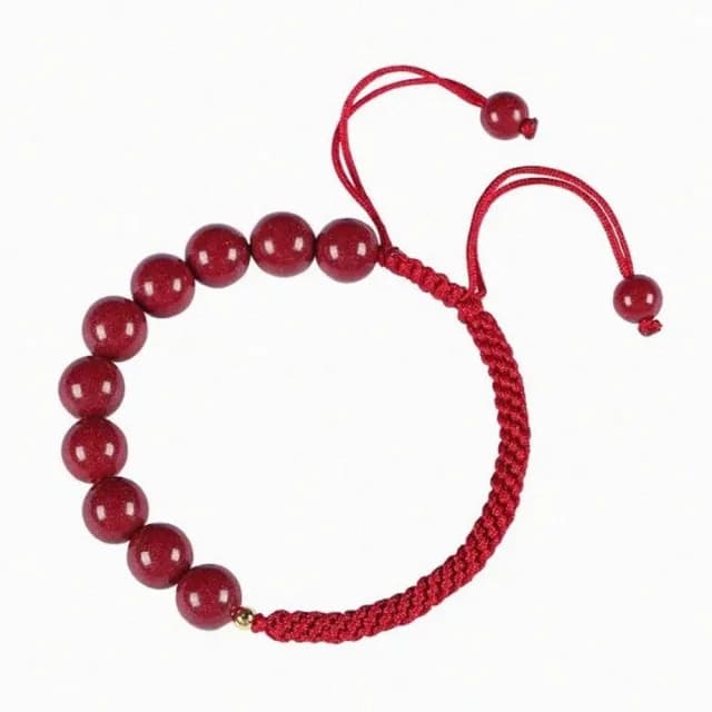 【Penny珮妮】硃砂 可調節手工編織手繩手鍊6mm(母親節 情人節 交換禮物 新婚 新年 尾牙)
