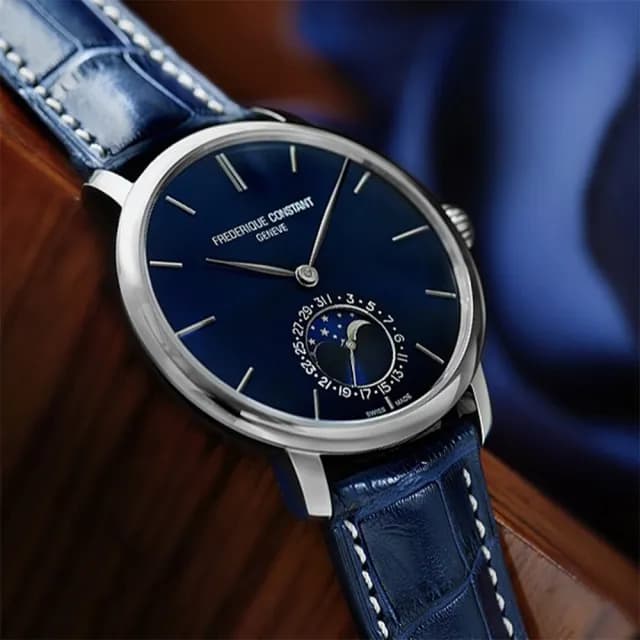 【CONSTANT 康斯登】Slimline 超薄月相機械錶 禮物 送禮 推薦(FC-705N4S6)