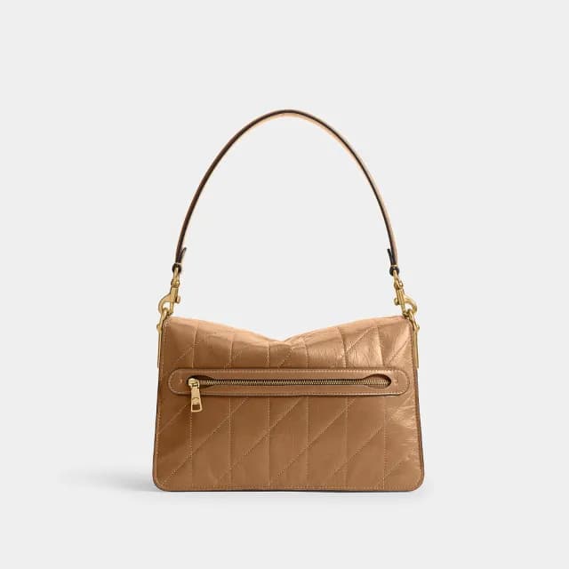 【COACH】蔻馳官方直營 CHAIN TABBY 絎縫裝飾鏈條單肩手袋 單肩包 肩背包-B4/蜂蜜棕色(CAF55)