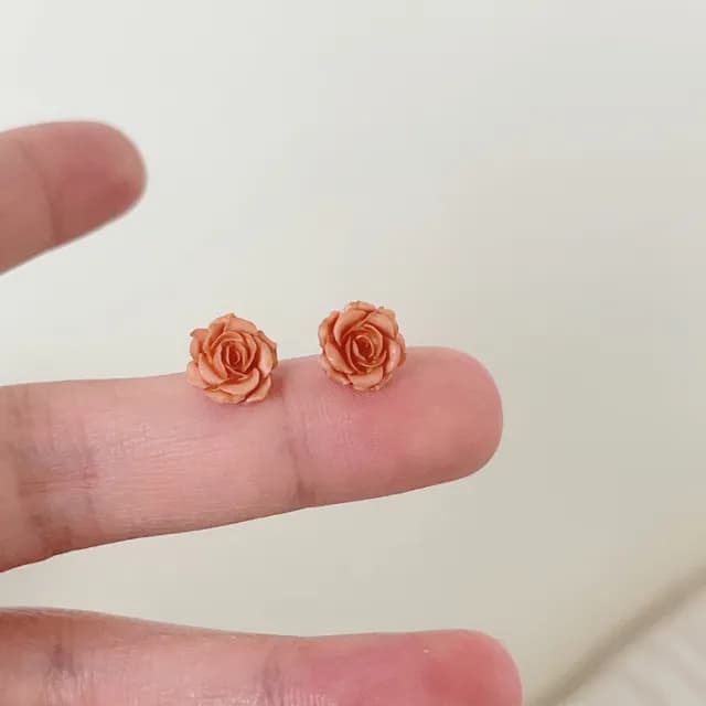 【MISS KOREA】浪漫氣質乾枯玫瑰花朵造型耳釘 耳環(玫瑰耳環 花朵耳環)