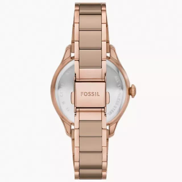 【FOSSIL】Gilmore 大三針日期陶瓷女錶 手錶-奶茶色x玫瑰金/38mm 禮物 送禮 推薦(CE1133)