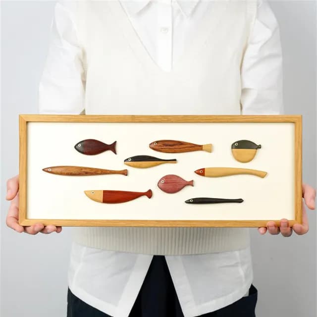 【匠俱】磁吸可移動木質掛畫年年有魚裝飾擺件創意喬遷禮物送領導長輩(中式 禮品 伴手禮 魚擺件 裝飾)