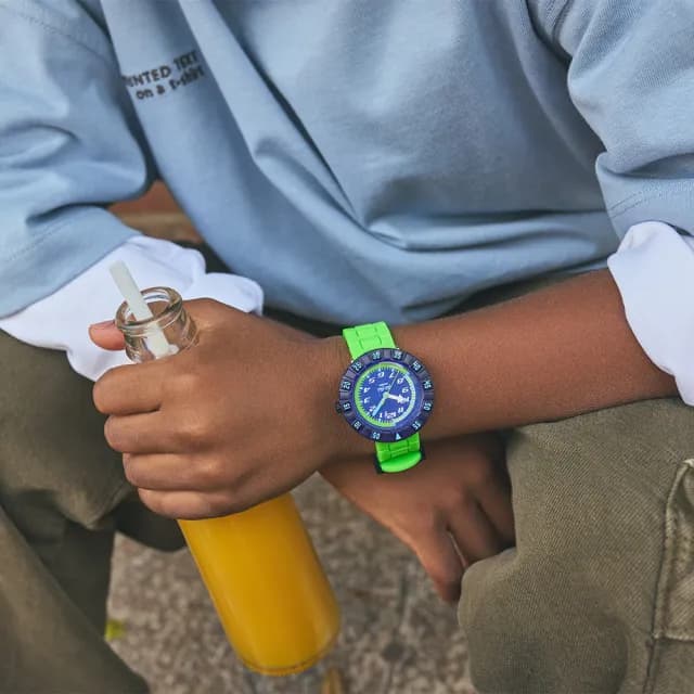 【Flik Flak】NEONBRICK 兒童手錶 兒童禮物/安全防水/瑞士製造 FCSP132(36.7mm)